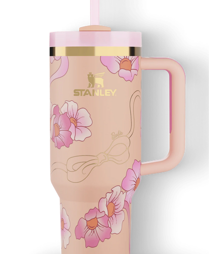 Stanley Quencher H2.0 40oz Tumbler Pink Floral Handle Cup w/ Straw New